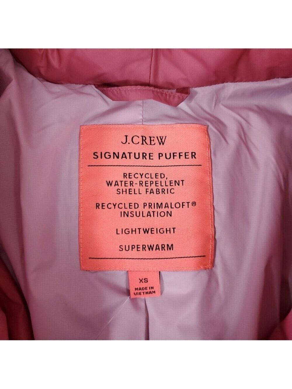 NWT J Crew Signature Puffer Womens Size XS Primaloft Collection Pink Jacket Warm - Picture 8 of 14